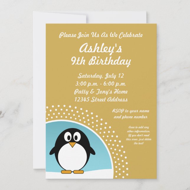 Invitación a la fiesta de cumpleaños del Pingüino (Anverso)