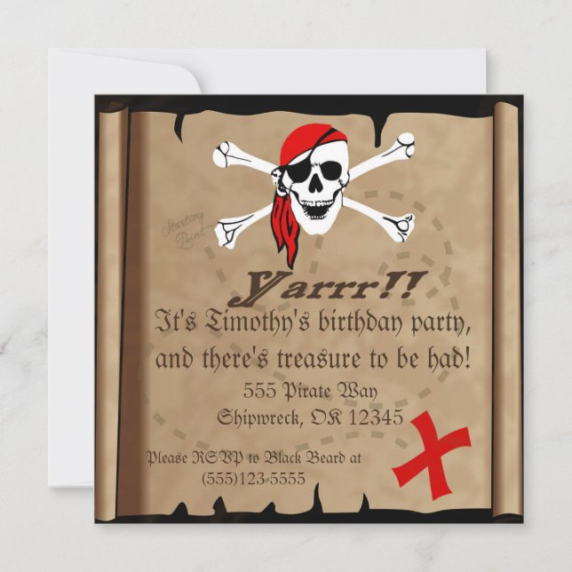 Invitación a la fiesta de cumpleaños del pirata (Anverso)