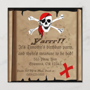 Invitación a la fiesta de cumpleaños del Pirata