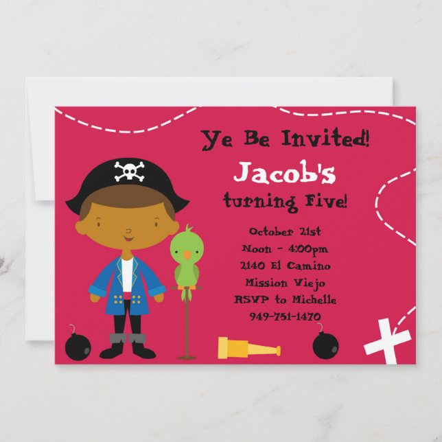 Invitación a la fiesta de cumpleaños del Pirata (Anverso)