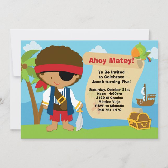 Invitación a la fiesta de cumpleaños del Pirata (Anverso)