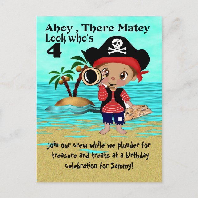 Invitación a la fiesta de cumpleaños del pirata (Anverso)