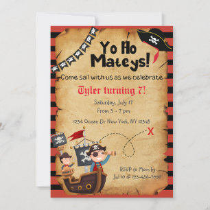 Invitación a la fiesta de cumpleaños del pirata