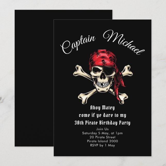 Invitación a la fiesta de cumpleaños del Pirata 30 (Anverso / Reverso)