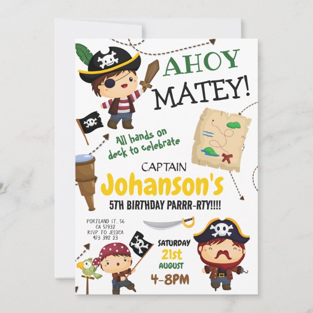 Invitación a la fiesta de cumpleaños del pirata Ah (Anverso)