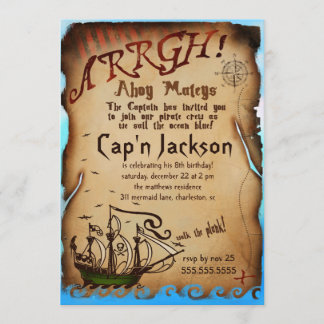 Invitación a la fiesta de cumpleaños del pirata de
