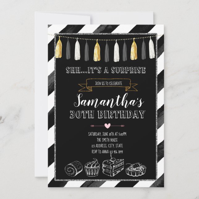 Invitación a la fiesta de cumpleaños del postre (Anverso)