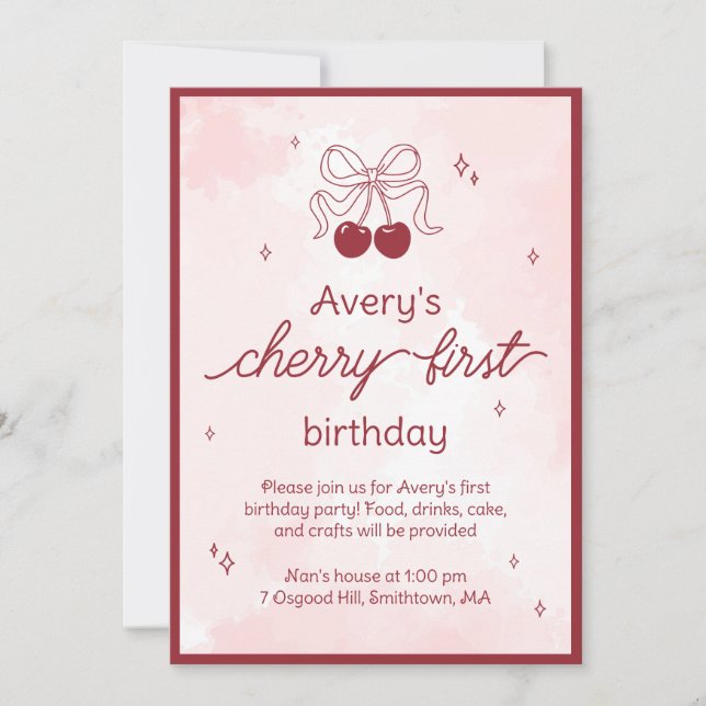 Invitación a la fiesta de cumpleaños del primer ce (Anverso)