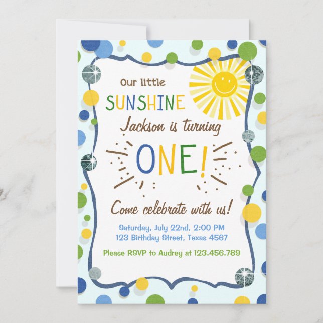 Invitación a la fiesta de cumpleaños del primer do (Anverso)