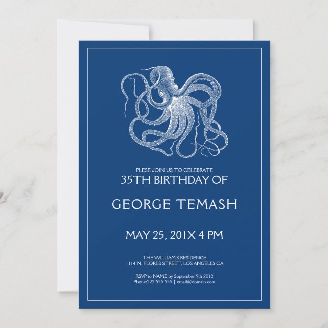 Invitación a la fiesta de cumpleaños del pulpo náu (Anverso)