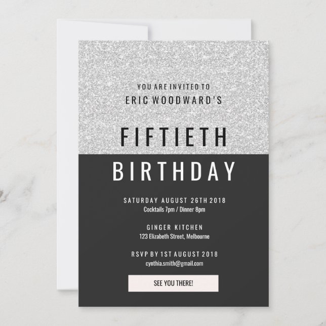 Invitación a la fiesta de cumpleaños del purpurina (Anverso)