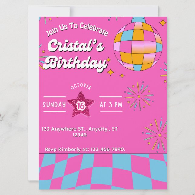 Invitación a la fiesta de cumpleaños del Purpurina (Anverso)