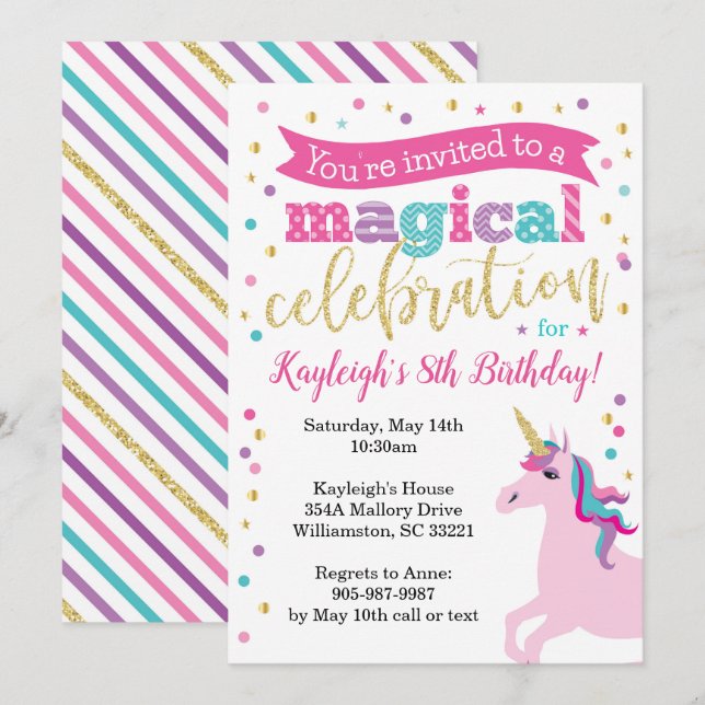 Invitación a la fiesta de cumpleaños del Purpurina (Anverso / Reverso)