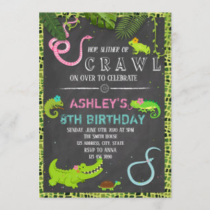 Invitación a la fiesta de cumpleaños del reptil Ch