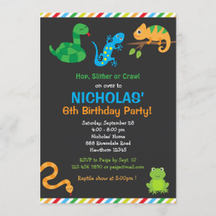 Invitación a la fiesta de cumpleaños del reptil/Fi