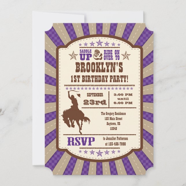 Invitación a la fiesta de cumpleaños del Rodeo de  (Anverso)