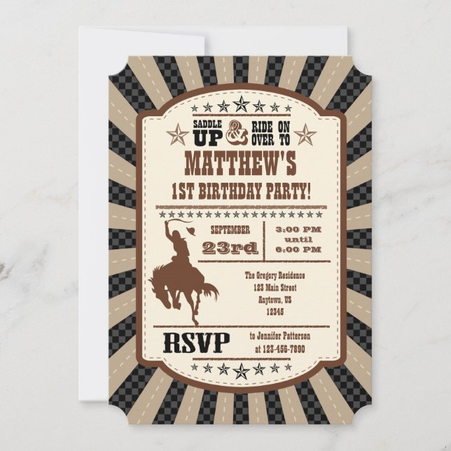 Invitación a la fiesta de cumpleaños del Rodeo de  (Anverso)