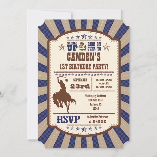 Invitación a la fiesta de cumpleaños del Rodeo de  (Anverso)