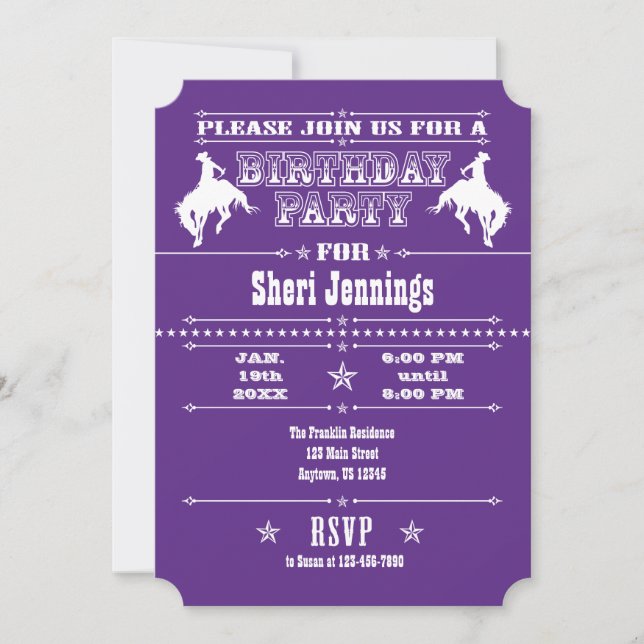 Invitación a la fiesta de cumpleaños del Rodeo de  (Anverso)