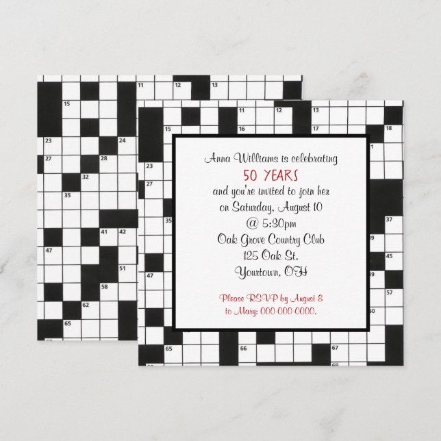 invitación a la fiesta de cumpleaños del rompecabe (Anverso / Reverso)