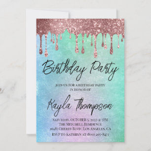 Invitación a la fiesta de cumpleaños del Rosa Gold