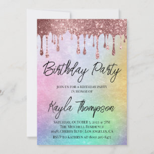 Invitación a la fiesta de cumpleaños del Rosa Gold