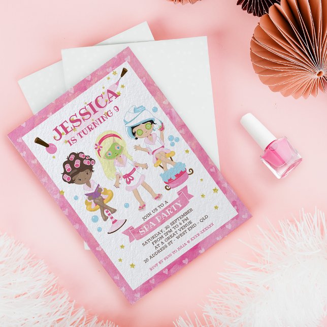 Invitación a la fiesta de cumpleaños del Spa (Get ready to slay and unwind at our fabulous Spa Birthday Party invitation!)