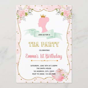 Invitación a la fiesta de cumpleaños del té de la 
