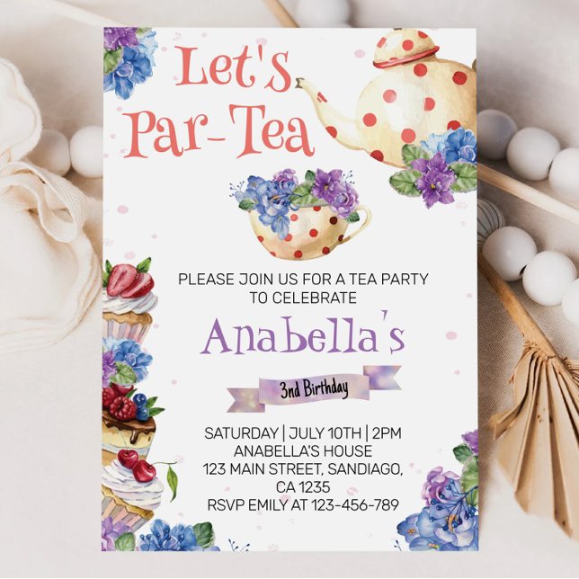 Invitación a la fiesta de cumpleaños del té de las (Subido por el creador)