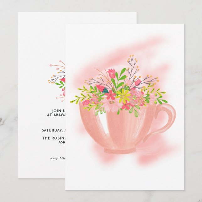 Invitación a la fiesta de cumpleaños del té de pri (Anverso / Reverso)