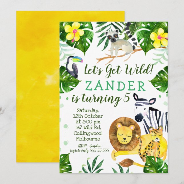 Invitación a la fiesta de cumpleaños del tema de l (Anverso / Reverso)