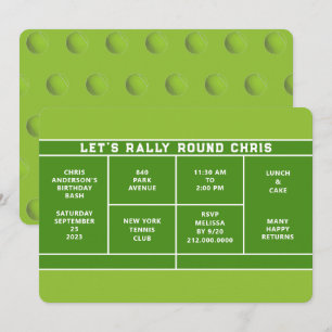 Invitación a la fiesta de cumpleaños del tenis