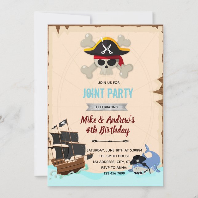 invitación a la fiesta de cumpleaños del tiburón p (Anverso)