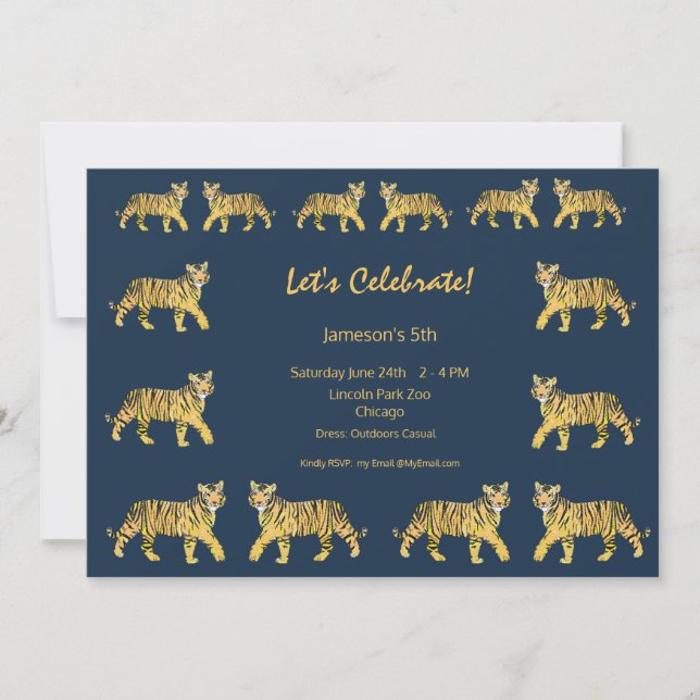 Invitación a la fiesta de cumpleaños del tigre (Anverso)