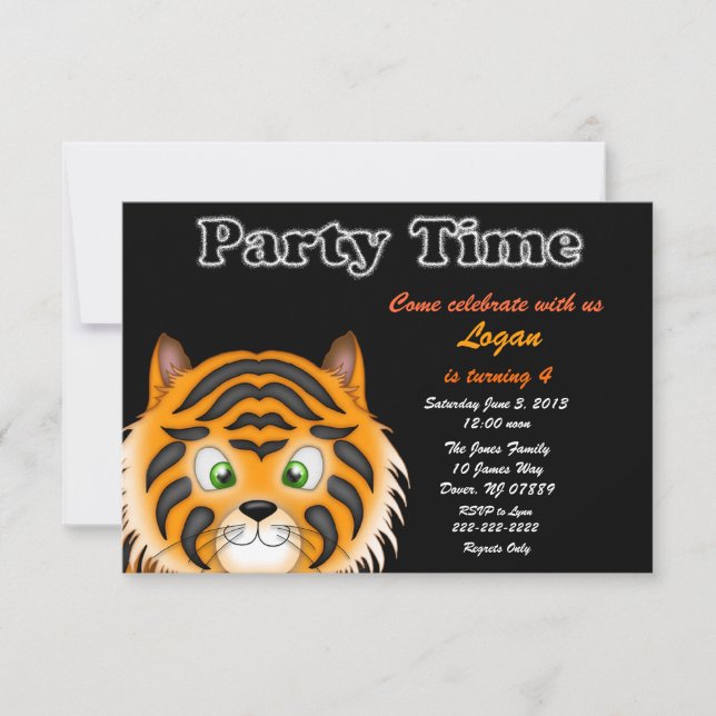 Invitación a la fiesta de cumpleaños del tigre (Anverso)