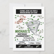 Invitación a la Fiesta de Cumpleaños del Tornado