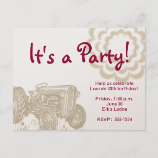Invitación a la fiesta de cumpleaños del tractor
