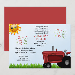Invitación a la fiesta de cumpleaños del Tractor d