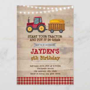 Invitación a la fiesta de cumpleaños del tractor r