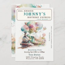 Invitación a la fiesta de cumpleaños del tren