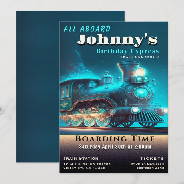 Invitación a la fiesta de cumpleaños del tren (Anverso / Reverso)