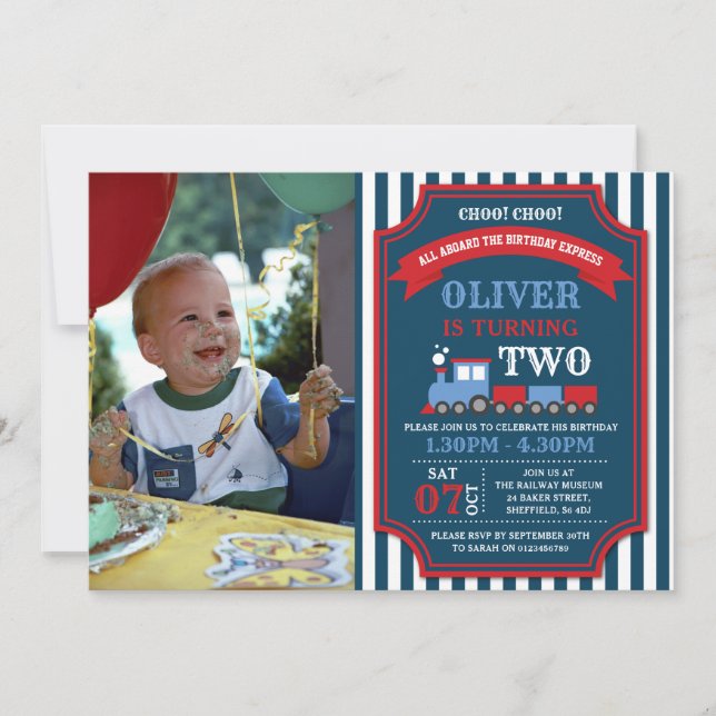 Invitación a la fiesta de cumpleaños del tren (Anverso)