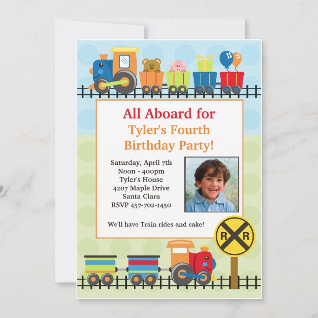 Invitación a la fiesta de cumpleaños del tren (Anverso)