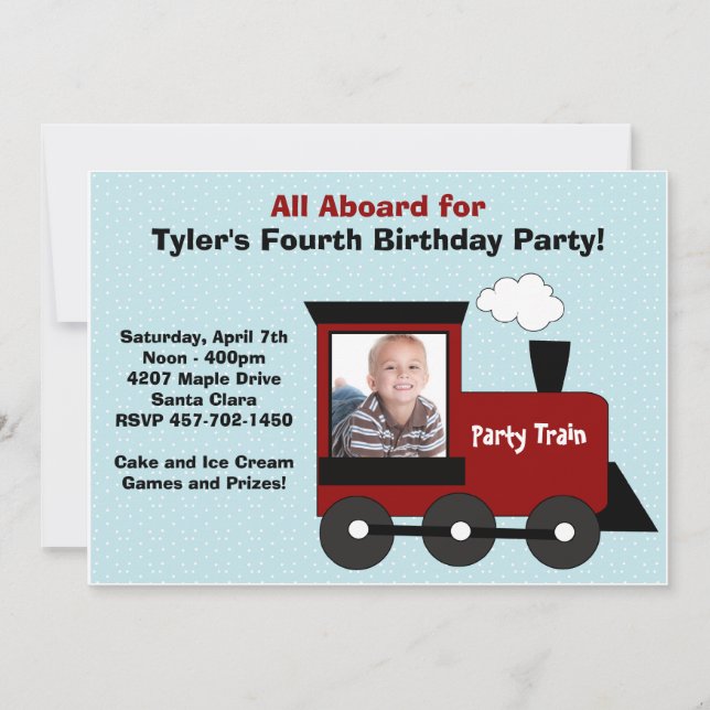 Invitación a la fiesta de cumpleaños del tren (Anverso)