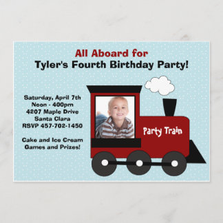 Invitación a la fiesta de cumpleaños del tren