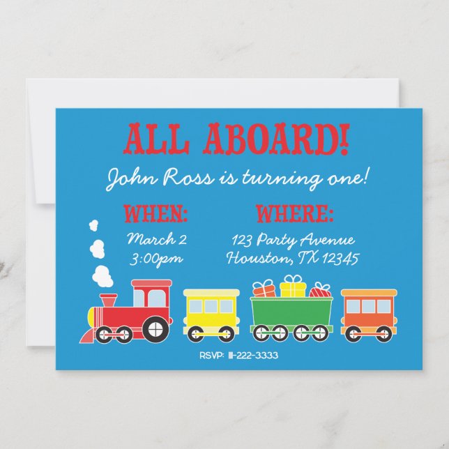 Invitación a la fiesta de cumpleaños del tren (Anverso)