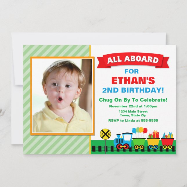 Invitación a la fiesta de cumpleaños del tren a to (Anverso)