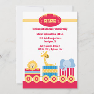 Invitación a la fiesta de cumpleaños del tren circ