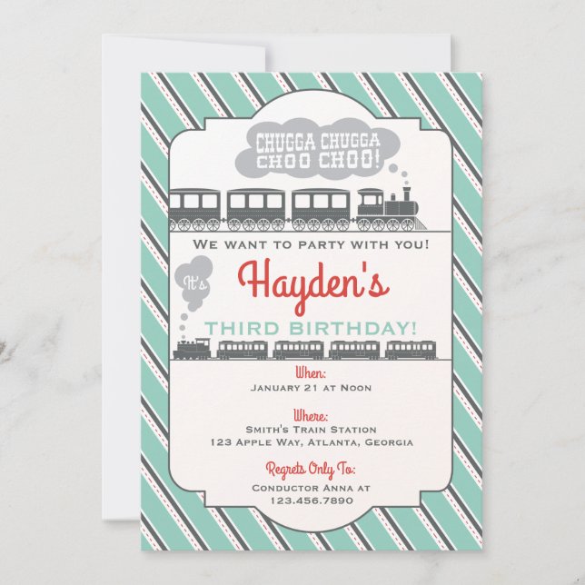 Invitación a la fiesta de cumpleaños del tren, Vin (Anverso)
