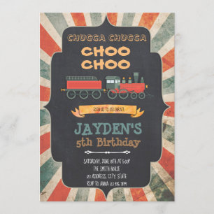 Invitación a la fiesta de cumpleaños del tren Vint